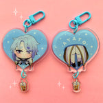 Ayato and Thoma Chibi hearts Keychains